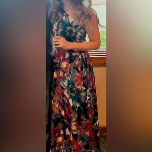 Nicole Miller One Shoulder Floral Watercolor Dress